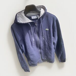 Lacoste Sport Hoodie Mens M FR 4 Dark Blue Zip Up Sweatshirt Logo